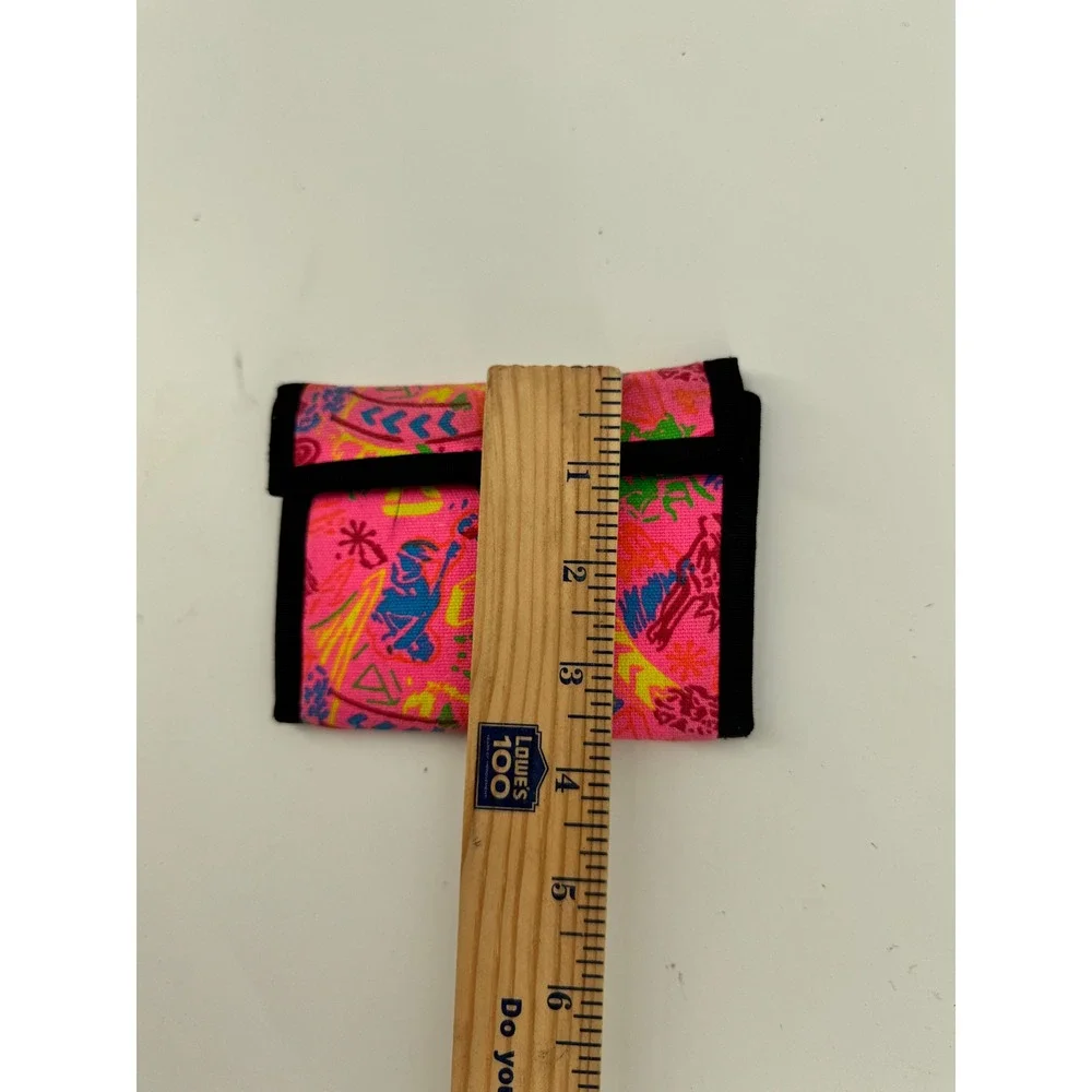 VTG 1980s 90s Neon Abstract Design Hook‎ And Loop Wallet Multicolor Retro Surf